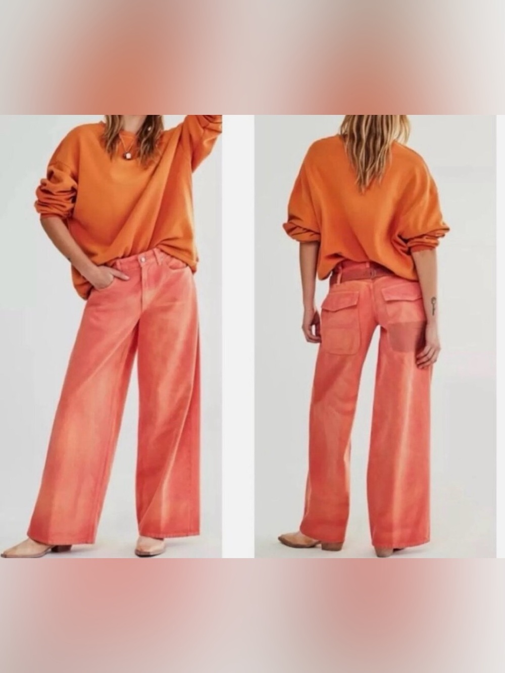 Free People WTF Waterfalls Baggy Wide Leg Jeans
Size 26 | Coral Sunset Wash - Picture 2 of 4